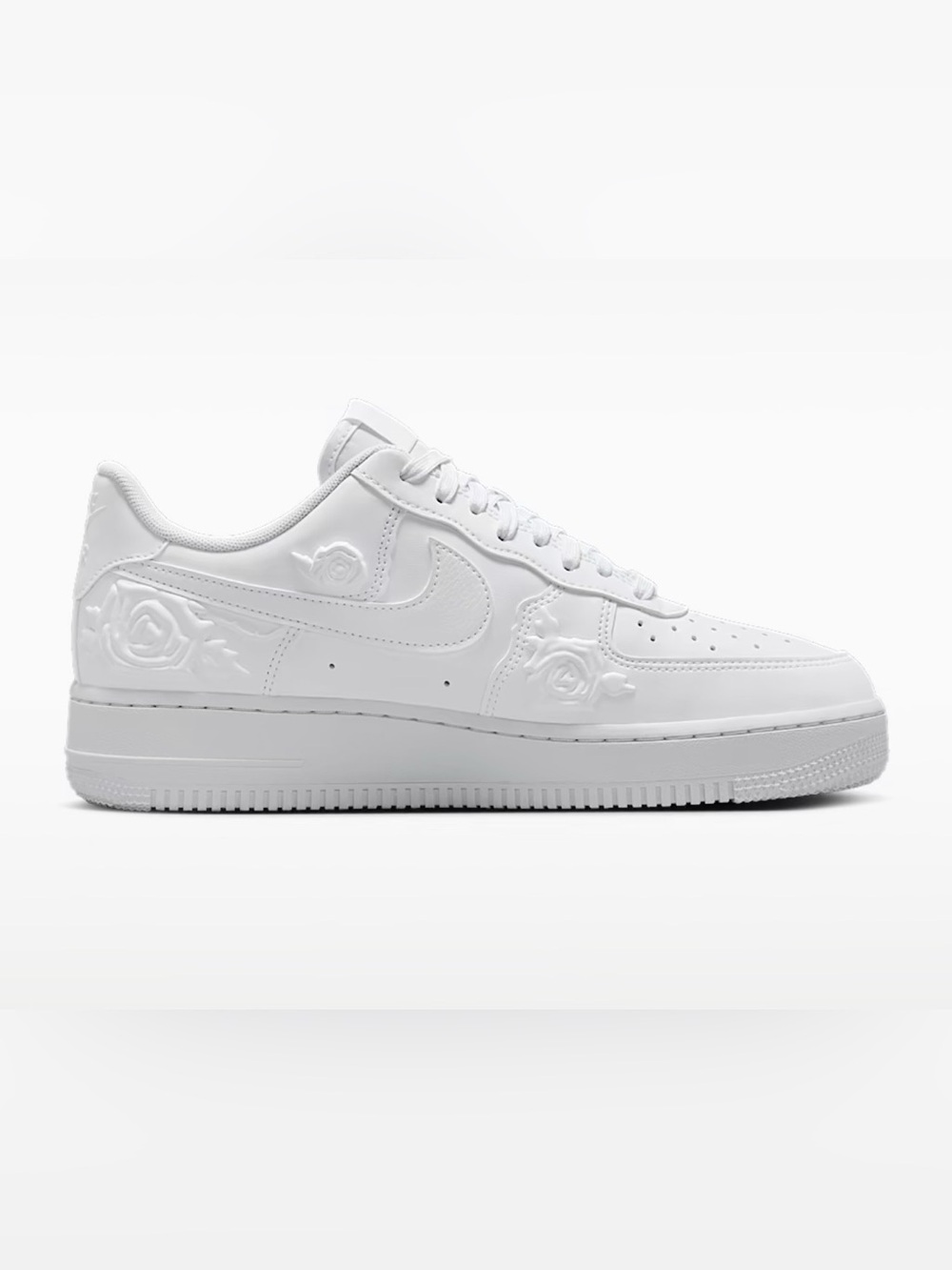 Nike Women’s White Embossed Rose Air Force 1 Sneakers